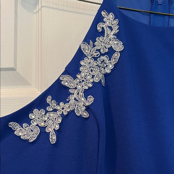 B Darlin Royal Blue Dress with Silver Embroidery - Picture 4 of 5